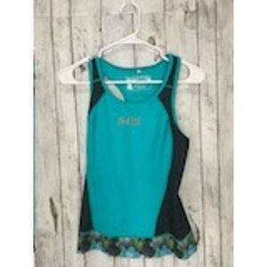 tropical y2k boho indie SL3S Womens Performance Tri Tank Top Size Small Blue